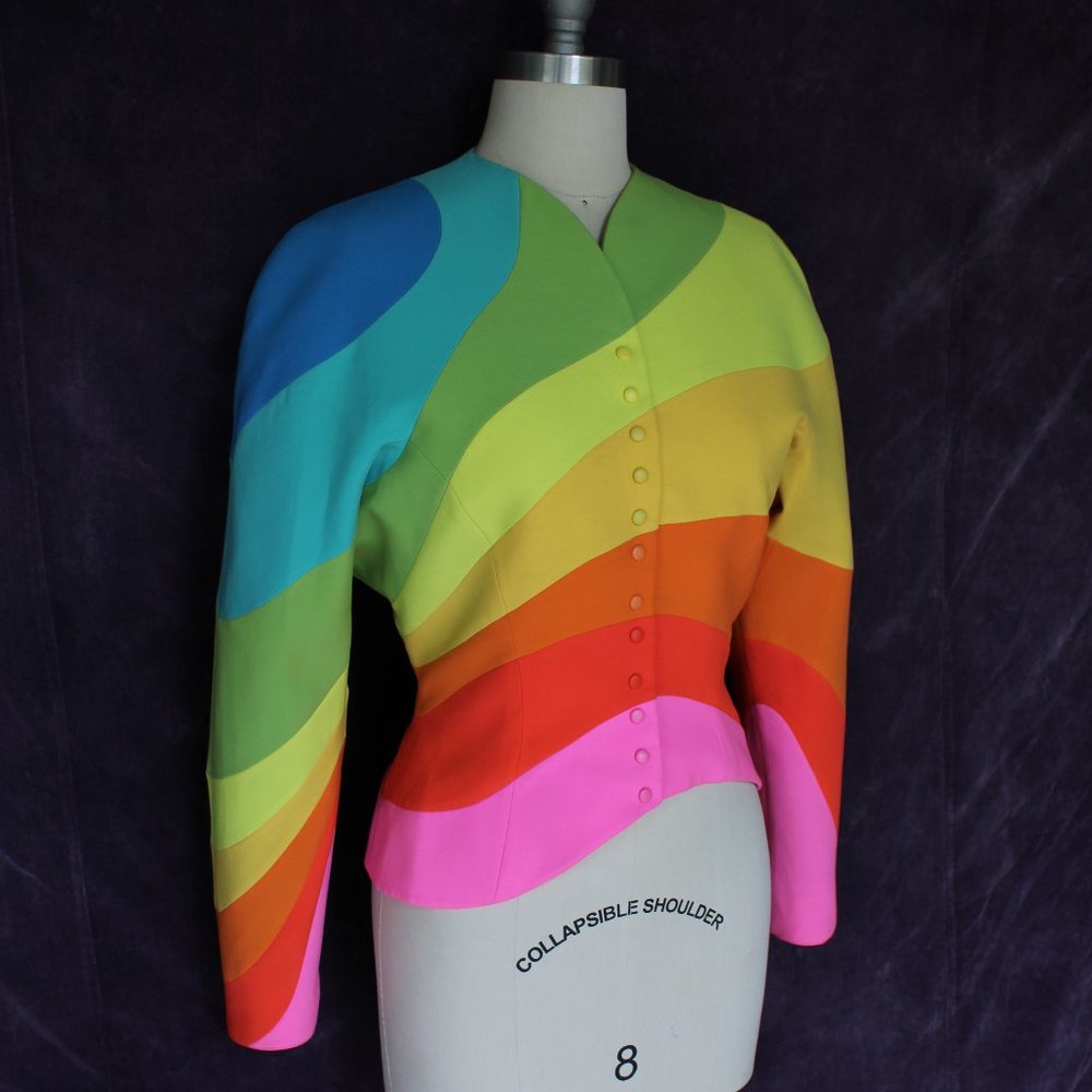 THIERRY MUGLER dress blazer jacket rainbow 42 - Picture 2 of 10